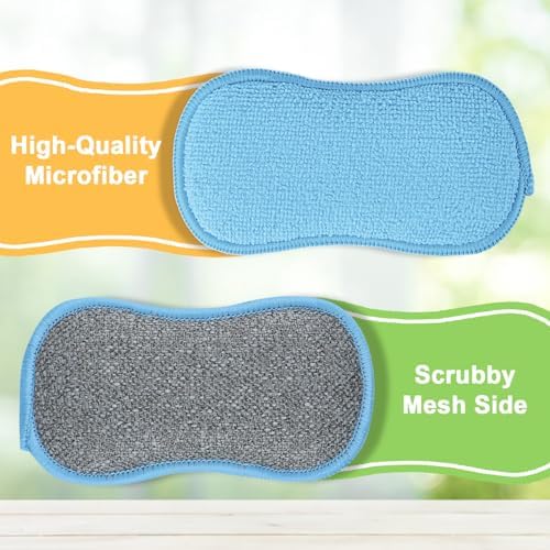 GLIMGLINT 12 Pack Dish Sponges Kitchen, Non-Scratch Microfiber Sponges - Image 2