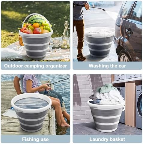 Goderewlid Collapsible Bucket 2.6 Gal/10L, Space-Saving, Portable Foldable - Image 6