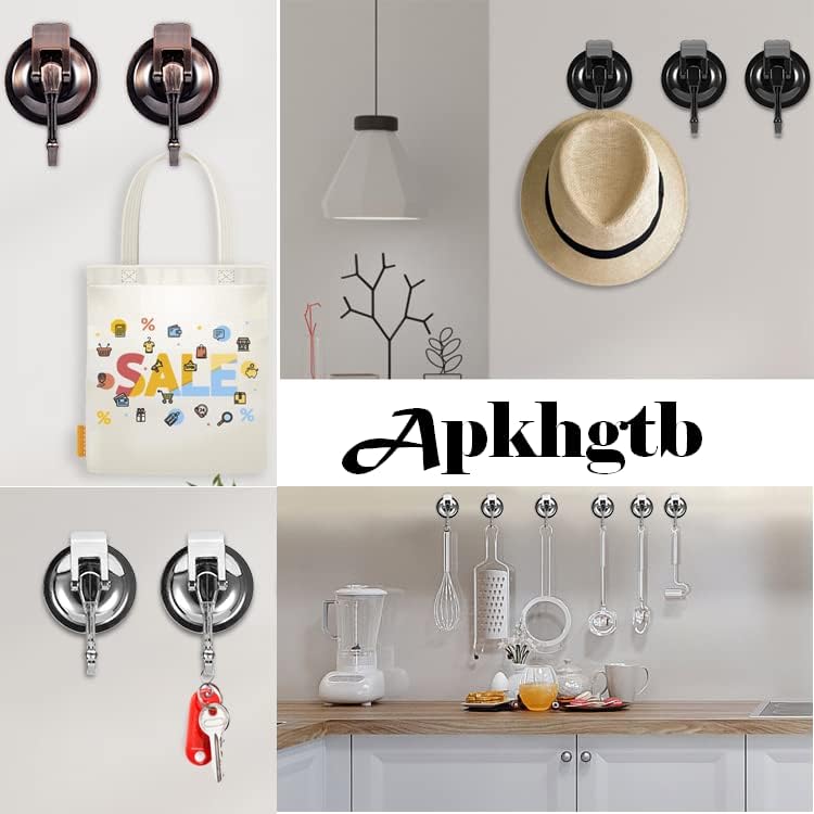 Heavy Duty Vacuum Suction Cup Hooks, Silver Plated Polished Super Suction for Kitchen Bathroom, 2 Pack