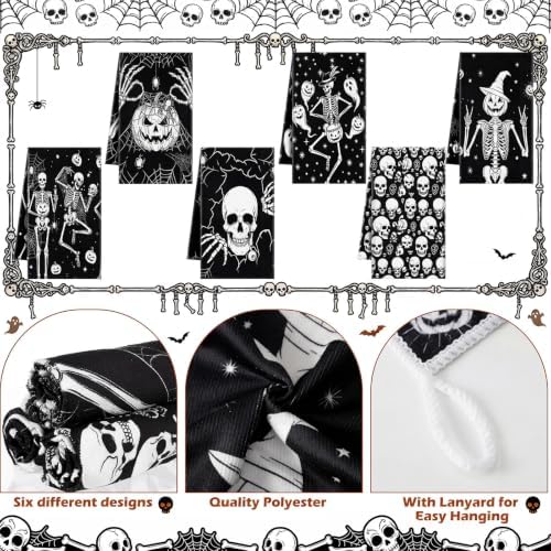 Redbaker 6 Pcs Halloween Kitchen Towels, Skull Goth Dishcloth - Image 3