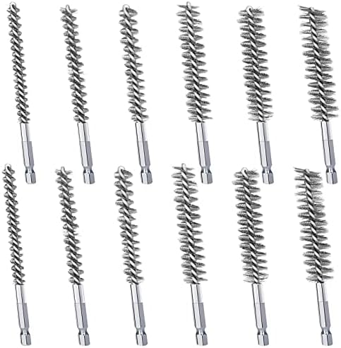 12Pcs Stainless Steel Bore Brush in Different Sizes Twisted Wire Cleaning Brush by Baisiky