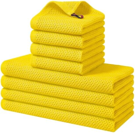 Homaxy 8 Pack 100% Cotton Kitchen Towels and Dishcloths Set by Homaxy