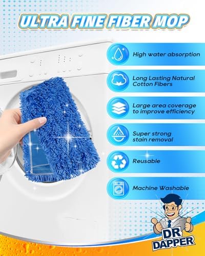 DR DAPPER 2 Pack 36-Inch Commercial Washable Microfiber Dust Mop Head - Image 3
