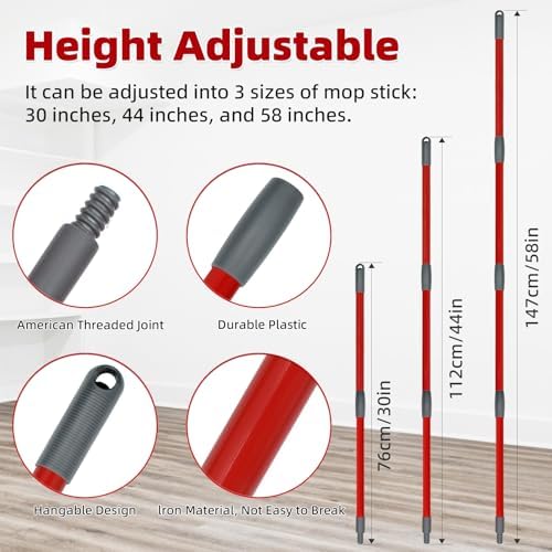 6 Packs Mop Head Replacements & 4-Section Spin Mop Handles - Image 4