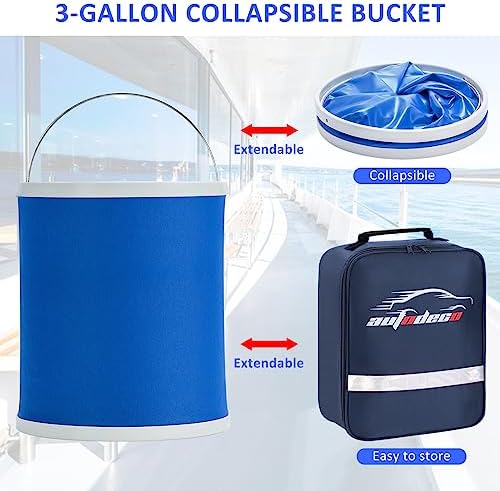 Boat Wash Cleaning Kit with Wet Dry Mop Collapsible Bucket Boat Scrubbing Brush - Image 4