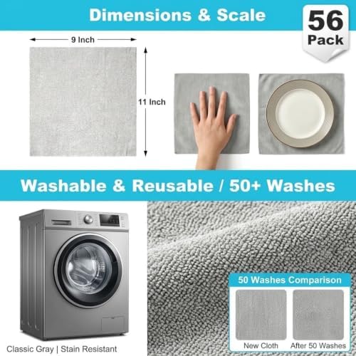 56 Pack Microfiber Cleaning Cloth Roll, Tear Away Reusable Microfiber Paper - Image 2
