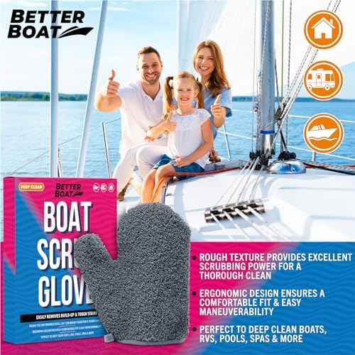 Boat Scrubbing Brush Glove, Heavy-Duty Deck and Hull Scrub Mitt - Image 5