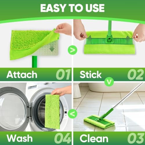 Microfiber Mop Pads for Swiffer Sweeper, 10 Pack Mopping Pads Refills, Reusable - Image 3