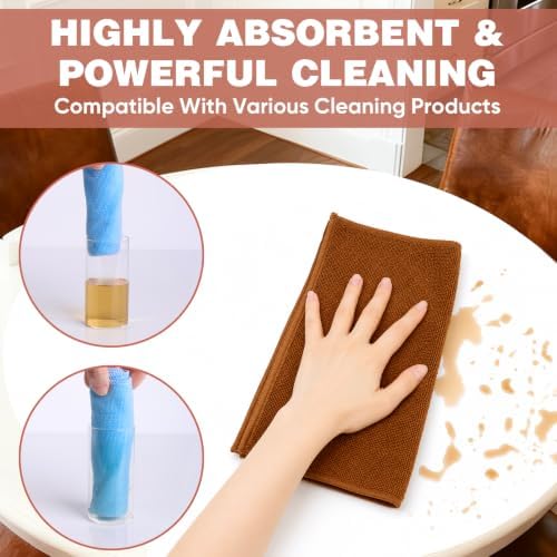 TEAWOO 10 PCS Brown Microfiber Cleaning Cloths - Image 3