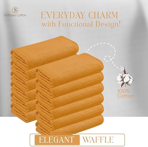 Yellow Waffle Kitchen Dish Towels, 100% Cotton, Quick Dry, Super Absorbent - Image 4