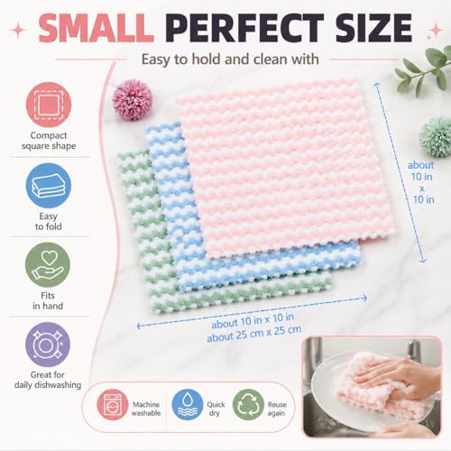 10PACK Kitchen Cleaning Cloths, Microfiber Dish Cloths: All-Purpose - Image 2