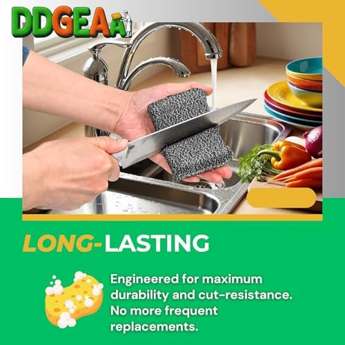 Heavy Duty Kitchen Sponges, 2 Pack Grey Non Scratch Cleaning Pads - Image 4