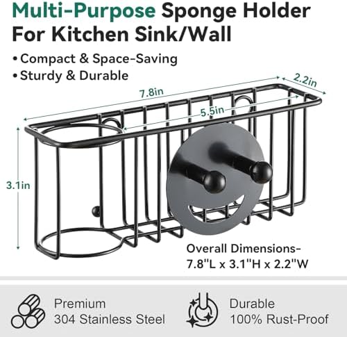 3-IN-1 Multiuse Sponge Holder for Kitchen Sink, Sponge Caddy for Scrub - Image 2
