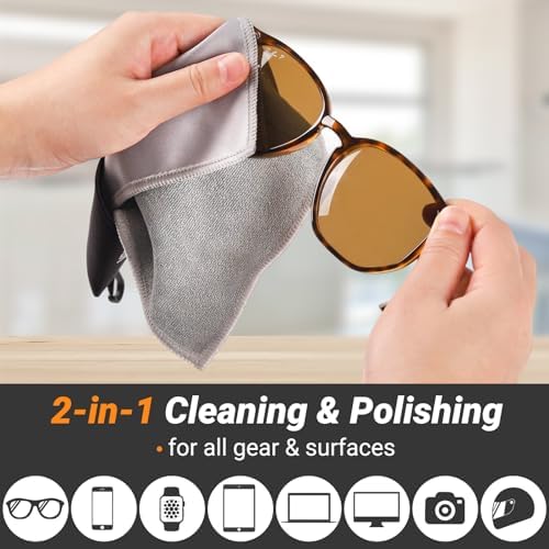 2 Sided Glasses Cleaner & Polishing Cloths, Portable Microfiber Glasses - Image 2