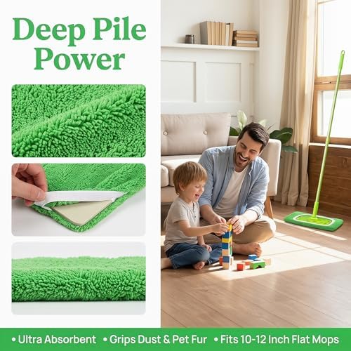 6 Pack Washable Coral Fleece Mop Pad Refills - Image 3