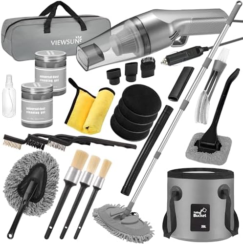 21Pcs Car Cleaning Kit with High Power Handheld Vacuum, Car Wash Mop with Long by Viewsun