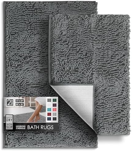 Hearth & Harbor Bathroom Rug Set, 2 Piece Chenille by HearthHarbor
