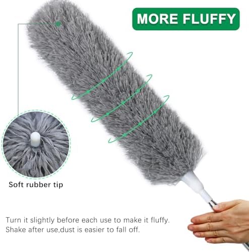100" Extra-Long Microfiber Feather Duster, Extendable Pole Dusters, Telescoping - Image 3