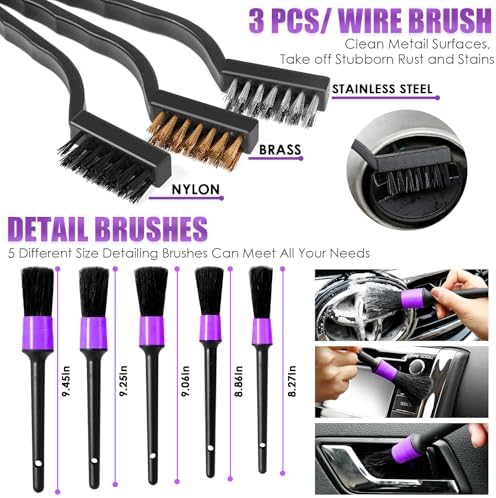 17PCS Car Cleaning Kit, Detailing Brush Set, Windshield Cleaner, Cleaning Gel - Image 5