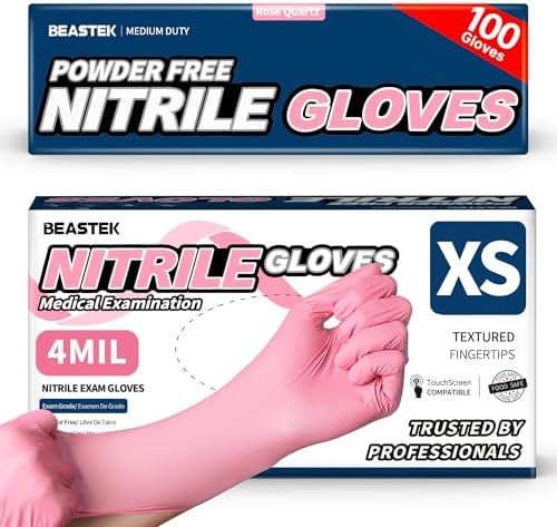BEASTEK Medical Nitrile Exam Gloves Disposable Powder-Free, 4 Mil 100 Count by BEASTEK