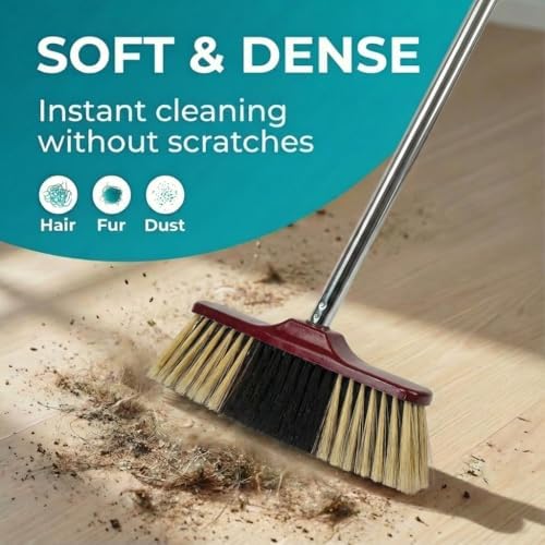 HELOMOR Indoor Broom with Dustpan Combo Set, Long Handle Floor Sweeping Broom - Image 3