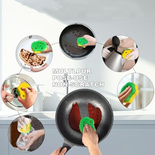 5 Pack Frog Dual-Sided Multi-Functional Scrub Sponge, Dual-Sided Temperature - Image 4