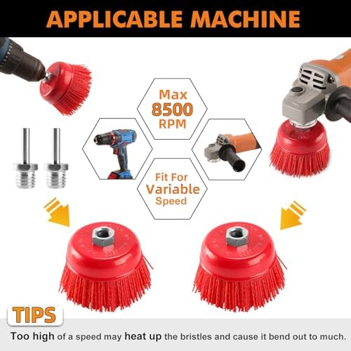 POLIWELL 2 Pack 4 Inch Abrasive Nylon Bristle Cup Brush - Image 4
