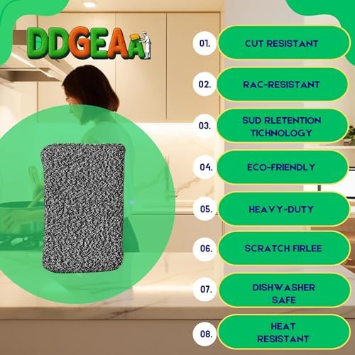 Heavy Duty Kitchen Sponges, 2 Pack Grey Non Scratch Cleaning Pads - Image 2