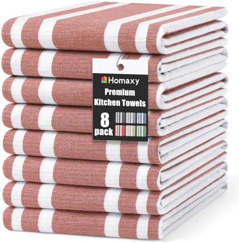 Homaxy Premium Cotton Stripe Kitchen Towels 8 Pack by Homaxy