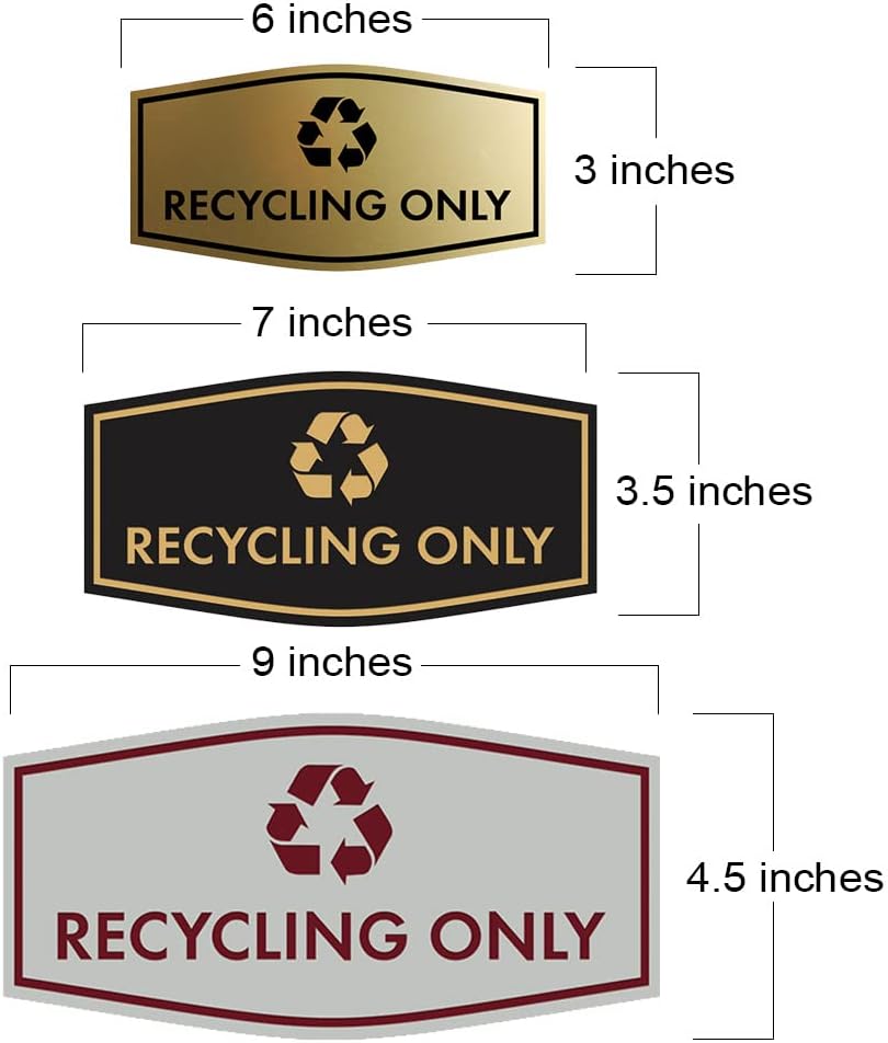 Fancy Recycling Only Sign (Ivory/Dark Brown) - Small