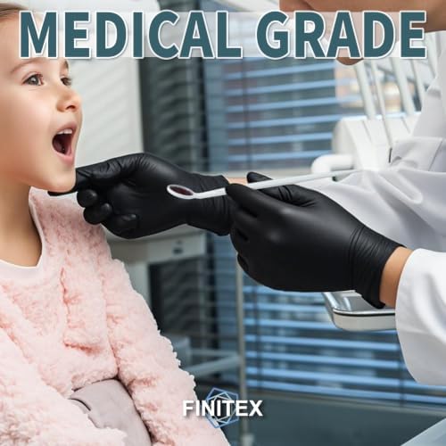 FINITEX Black Nitrile Disposable Gloves 5mil Medical Exam - Image 2