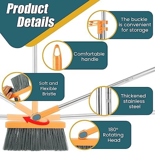 3Pcs Floor Sweeping Set, 180° Rotating Broom Combo, Foldable Floor Sweeping Set - Image 5