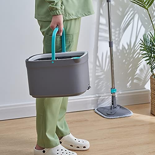 True & Tidy® SPIN-800 TrueClean Mop and Bucket System Upgraded Version w/Side - Image 3