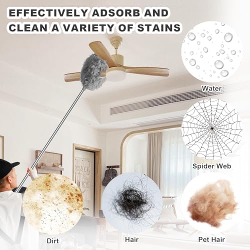 Ceiling Fan Cleaner Duster, Adjustable Microfiber Duster, 2 Dusters Gray - Image 2