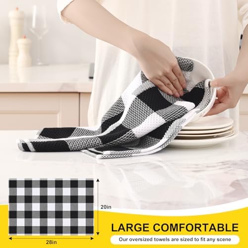 Homaxy 100% Cotton Plaid 4 Pack Kitchen Towels - Image 2