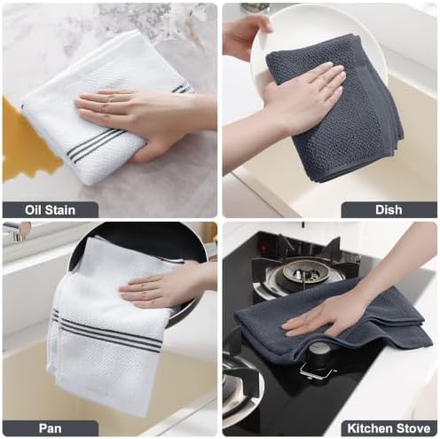 Homaxy Dual Design Cotton Kitchen Towels, Dark Grey - Image 5