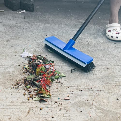 16 Inch 2-in-1 Squeegee Push Broom Outdoor Deck Brush 58" Long Handle - Image 6