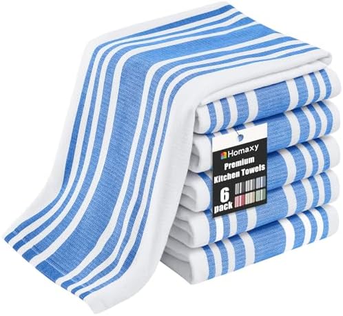 Homaxy Premium Cotton Stripe Kitchen Towels 6 Pack by Homaxy