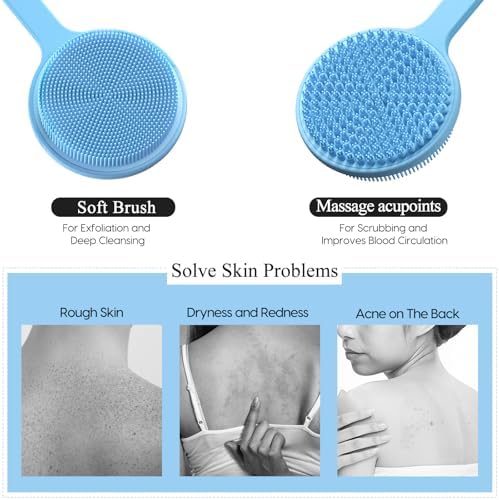 Silicone Back Scrubber for Shower, 17in Lengthen Long Handle Body Brush - Image 5