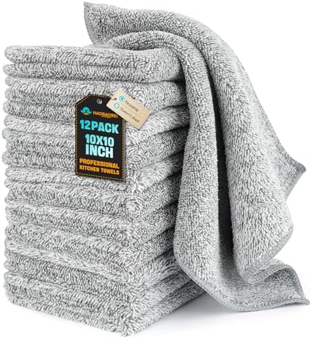 Kitchen Dish Cloths, 12 Pack, 10 x 10 Inches, Super Absorbent Microfiber Dish by HAOBAOBEI