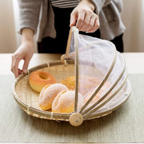 Hand Woven Serving Basket with Anti-Mosquito Net, Foldable Dustpan - Image 3