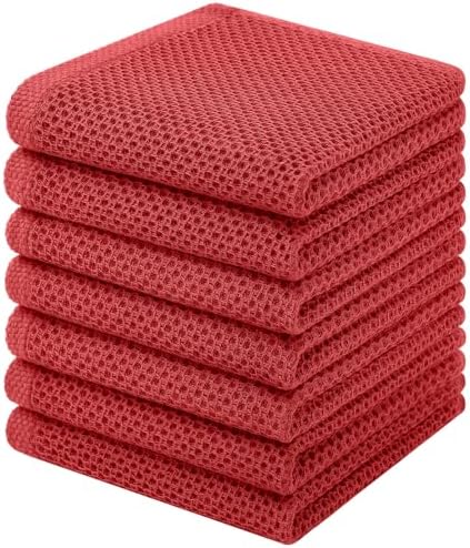 Homaxy 100% Cotton Waffle Weave Kitchen Dish Cloths, Brick Red by Homaxy