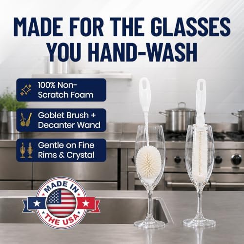 Set of 2 Crystal Stemware & Goblet Glass Cleaning Brush Kit - Image 2