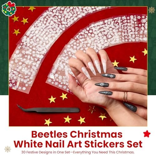 Beetles Snowflake Nail Art Stickers 30 Sheets 3D Nail Stickers - Image 6