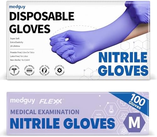 Medguy Medical Nitrile Exam Gloves, 4 Mil Powder-Free Latex-Free Disposable by Medguy
