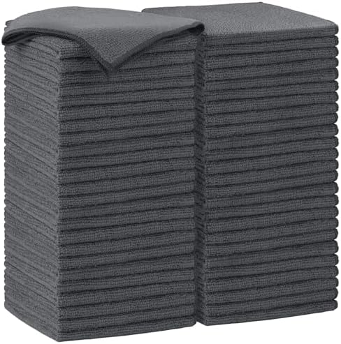 AIDEA Grey Microfiber Cleaning Cloth-50PK, Cleaning Rags 12"x 12" Absorbent by AIDEAHOME