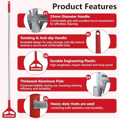 Mop Handle Commercial Heavy Duty Commercial Mop Handle Mop Pole & Mop Stick - Image 2