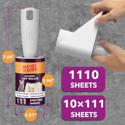 MEIQIHOME Lint Rollers for Pet Hair Extra Sticky, 1110 Sheets Mega Value Set - Image 6