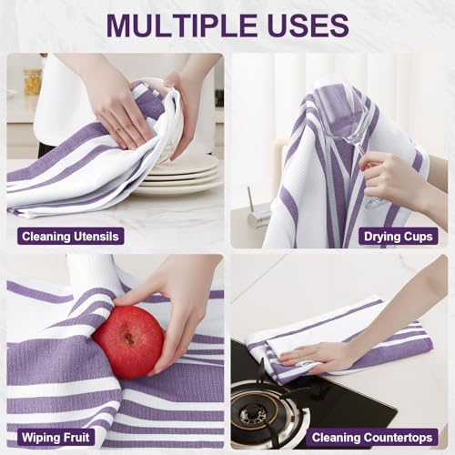 Homaxy Premium Cotton Stripe Kitchen Towels 3 Pack - Image 4