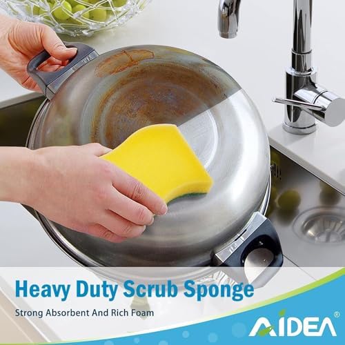 AIDEA Sponges Kitchen, 120 PK Heavy Duty Dish Sponge Kitchen, Scrub Sponges - Image 6